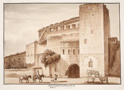 Exterior view of the Porta Prenestina or Nevia, 1833 by Agostino Tofanelli